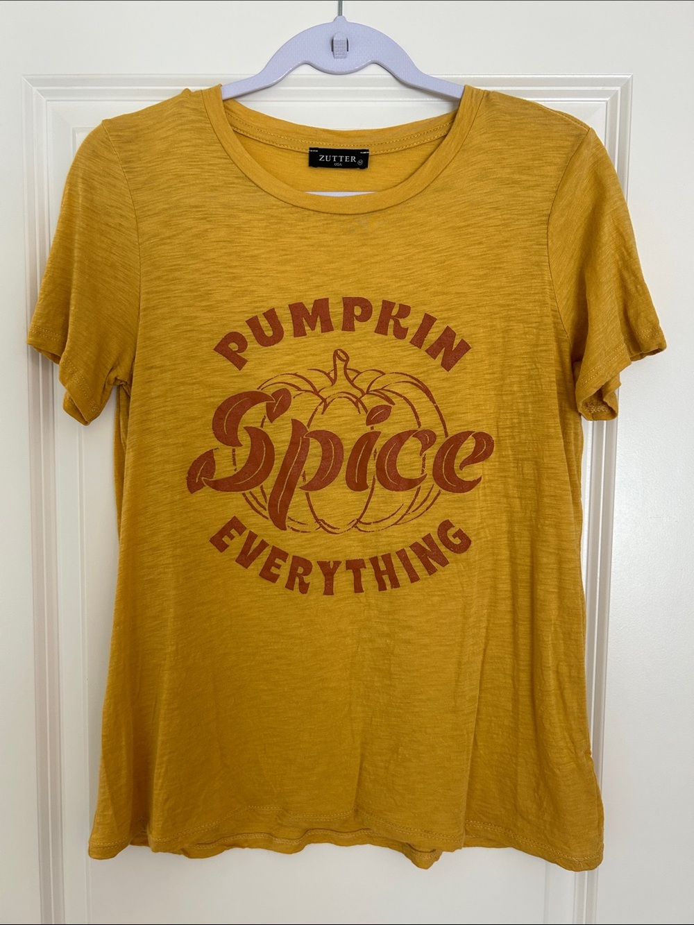 Zutter Mustard Yellow 'Pumpkin Spice' Short Sleeve Graphic Tee